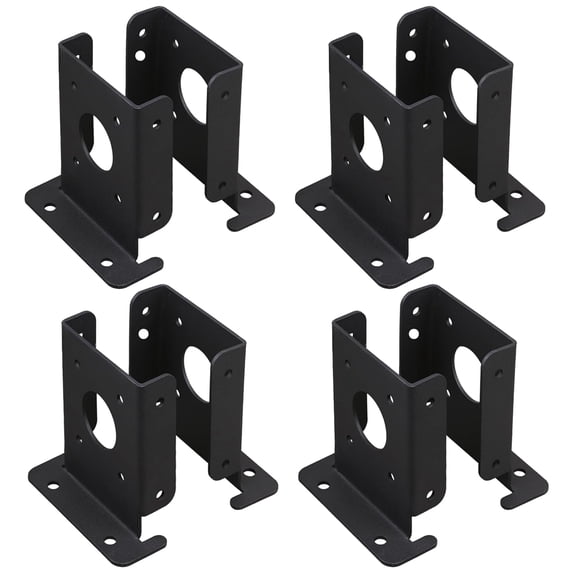 VANROUG8PCS 4" x 4" Black Powder Coated Adjustable Fence Post Anchor Base Brackets Floor Flange Black