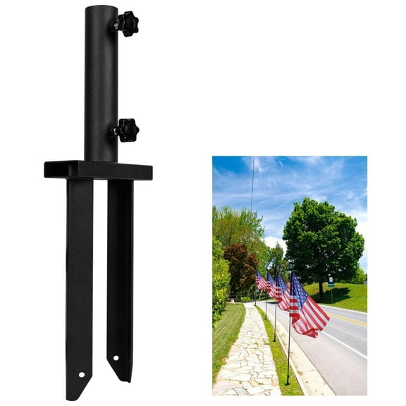 VANROUG Flag Spike Ground Stake, Feather Flag Stake Base, Adjustable Metal Flag Pole Stakes, Ground Spike Flag Pole Holder, Ground Outdoor Banner Stakes for Garden Lawn, Torch Holders for Ground