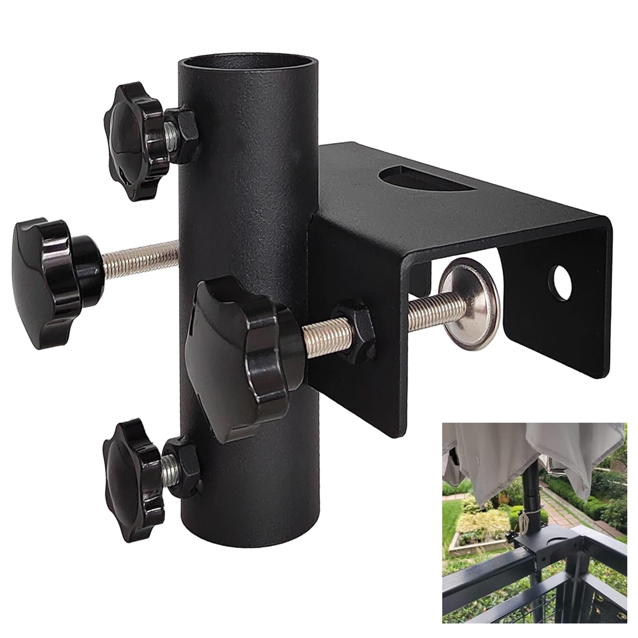 VANROUG Heavy Duty Parasol Holder Patio Umbrella Stand Mount Umbrella Stand Bench Buddy Umbrella Holder Fixed Clip Umbrella Clamp for Deck,Chair,Desk,Dock,Beach Courtyard Balcony,Boats,Tailgates