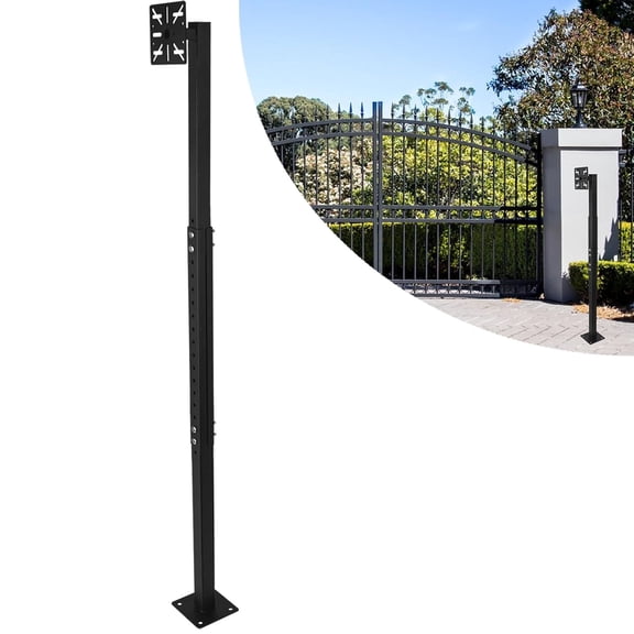 VANROUG Keypad Mounting Post, Adjustable Heavy-Duty Keypad Pedestal Mount Bracket Universal 33-45 inches Stand Keypad Mounting Pedestal for Outdoor Automatic Gate Opener Systems, Metal Black