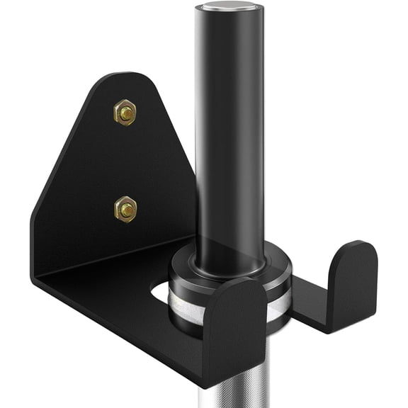 VANROUG Olympic Barbell Hanger,Garage Gym Bar Wall Rack,Vertical Barbell Mount Rack,Single Barbell Holder Wall Mount,Space Saving Commercial or Home Gym Accessory,Holds 33mm Bar (1 hook black)