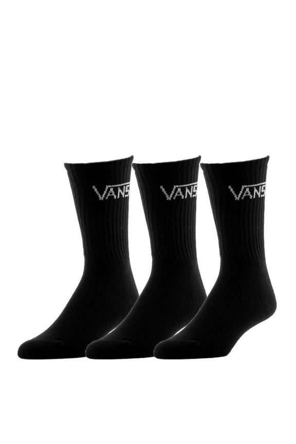 3pk Classic Crew Socks Sport Skate Skateboard Sox BMX - Black
