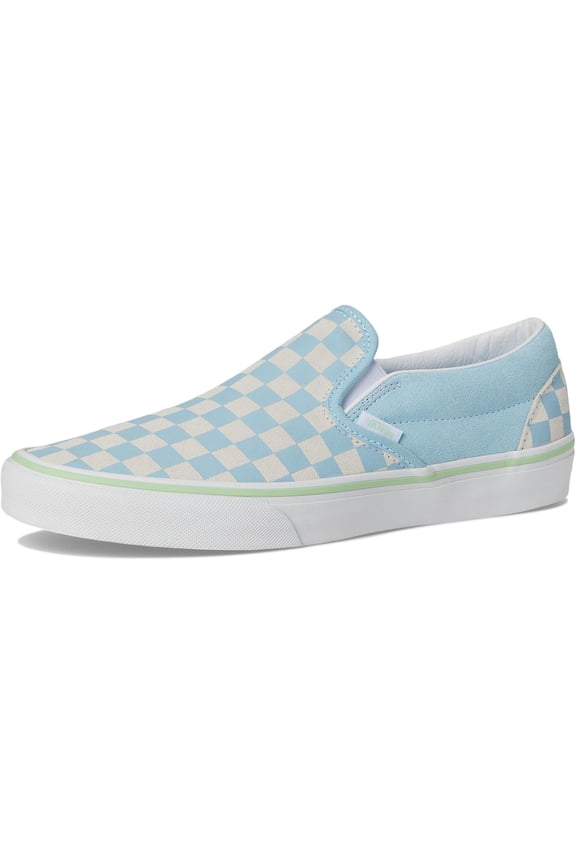 FU CLASSIC SLIP-ON UNISEX SNEAKERS - BLUE - Checkerboard Crystal Blue / Men 6.5 / Women 8 / Medium