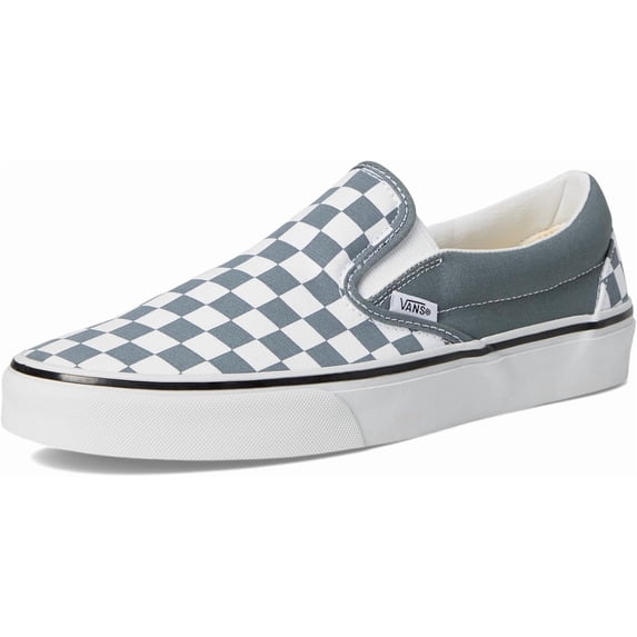 VANS U CLASSIC SLIP-ON UNISEX SNEAKERS - GREY - Theory Checkerboard Stormy Weather / Men 5 / Women 6.5 / Medium