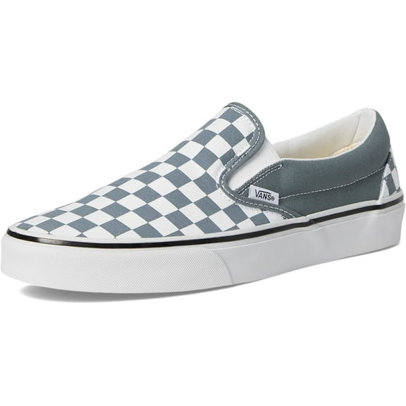 VANS U CLASSIC SLIP-ON UNISEX SNEAKERS - GREY - Theory Checkerboard Stormy Weather / Men 6.5 / Women 8 / Medium
