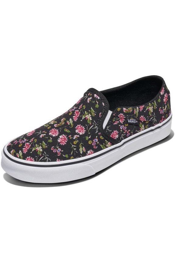 WOMENS ASHER SLIP ON SHOE COMFORT SNEAKER VN000CVEBM8 DARK FLORAL/BLACK SIZE 9.5