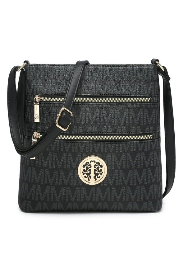 Crossbody Bags for Women Multi Pocket Crossbody Purses Trendy Vegan Leather Shoulder Handbags with Adjustable Strap (Black)