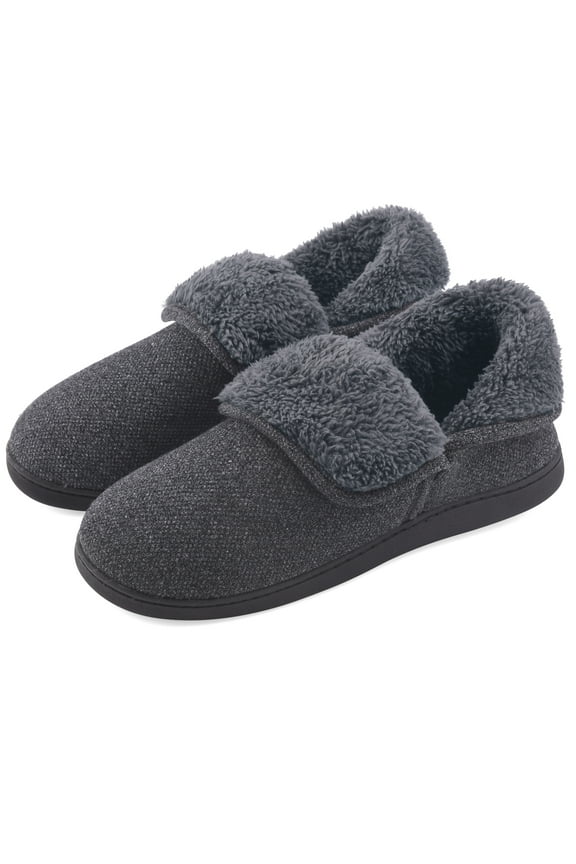 Mens Knit Bootie Slippers Comfy Casual Memory Foam Boot Slipper Indoor Outdoor House Shoes,Black, Size 13