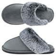 thumbnail image 1 of VANSARTO Women's Comfy Faux Fur Scuff Slippers Micro Suede Memory Foam Slip on Fuzzy Slide House Shoes Anti-Skid Sole, Grey, Size 5-6, 1 of 6