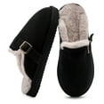 thumbnail image 1 of VANSARTO Women's Fuzzy Suede Slippers Faux Fur Memory Foam Scuff Slippers Warm Winter Slip-On House Shoes with Adjustable Buckle Indoor and Outdoor, Black, Size 9-10, 1 of 6