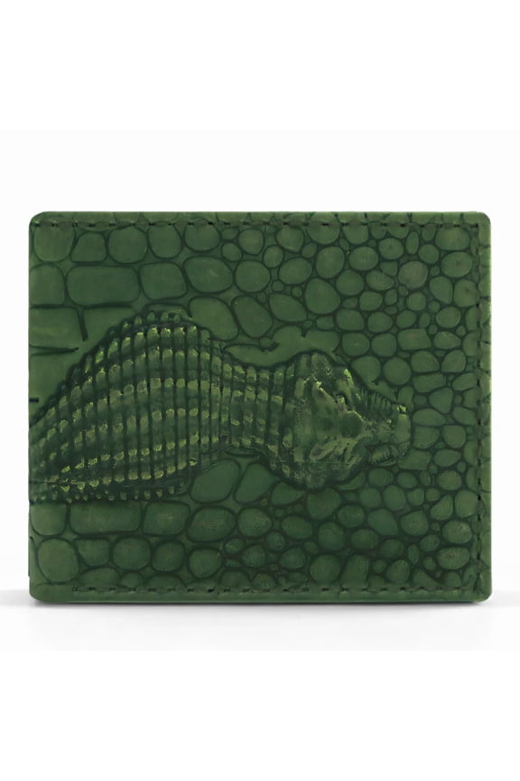 Crocodile Wallet For Men- 3D Embossed Crocodile Design Bifold Vintage Distressed Genuine Leather Wallet With Two Cash Pockets And Six Card Slots (Green) Y101