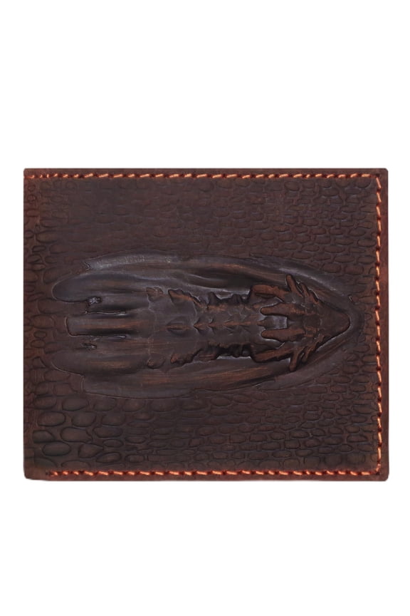 Vintage Leather Wallet For Men- 3D Embossed Dragon Pattern Design Bifold Distressed Leather Wallet With Two Cash Pockets And Six Card Slots (Brown) Y101