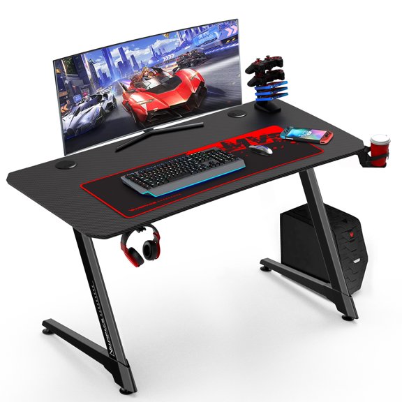 VANSPACE 44 Inch Ergonomic Gaming Desk,Game Workstation with Cup Holder Office PC Computer Desk for Study, Gaming