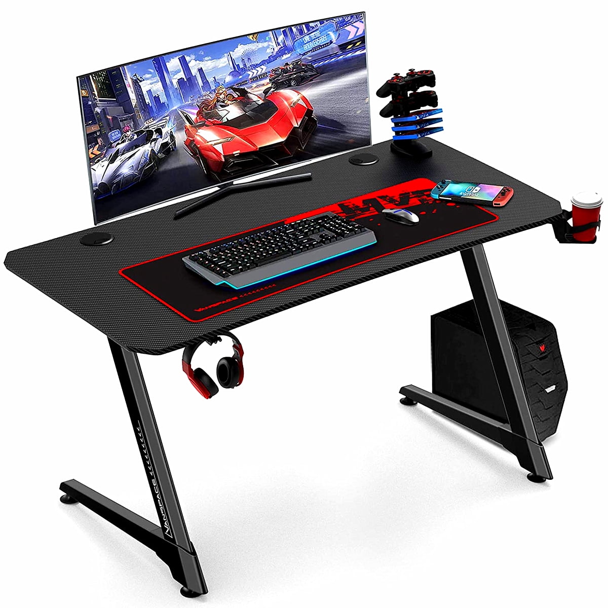 PCデスク VANSPACE 44 Inch Ergonomic Gaming Desk, Z Shaped Office Computer
