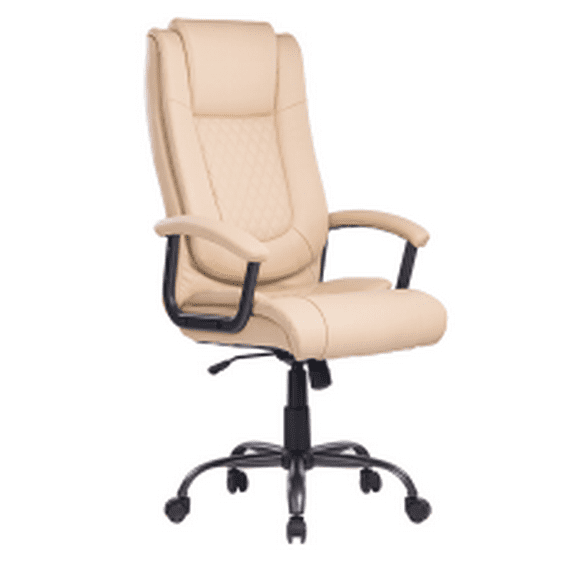 VANSPACE Big and Tall Office Chair, Executive Office Chair High Back 400 lbs, Leather Executive Office Chair Ergonomic Desk Chair with Thick Padded Armrest & Headrest, Beige