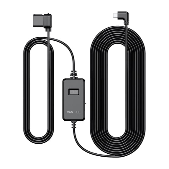 VANTRUE 10ft Type C USB OBD Hardwire Power Cable with LED Screen, 3 Gear Shifting, Low Voltage Protection for Parking Mode, for N4 Pro, N5, N4, S1 Pro, N2 Pro(2023), E1, E1 Lite, E2, E3, N2S Dash Cam