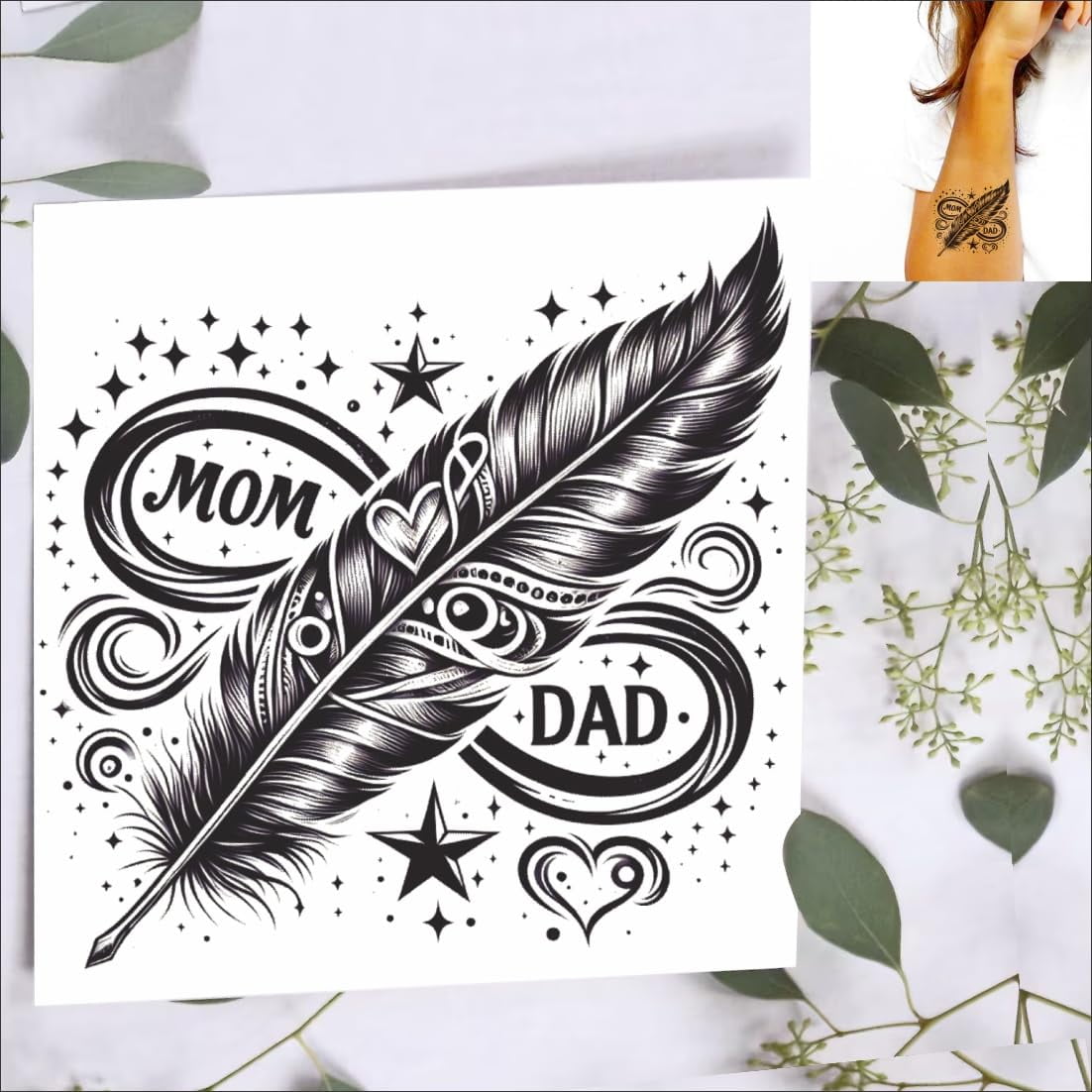 VANVATI Mom Dad Design With Star And Moon Temporary Tattoo Stickers For ...