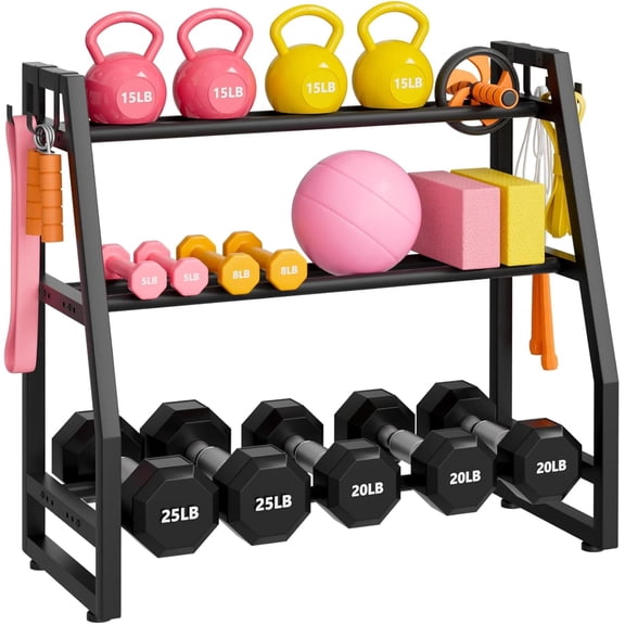 VANVERB 3 Tier Dumbbell Rack, Adjustable Width, Black, Durable and Stable Construction for Home and Gym Use