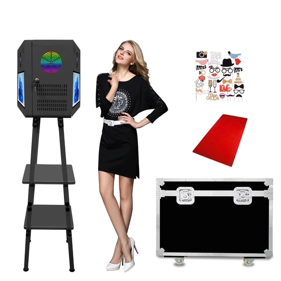 VANYA 15.6 in double Touch Screen Photo Booth box Camera Portable Selfie Machine DSLR Photo Booth for Partys Events WeddingsWithout camera and printerblack Machine