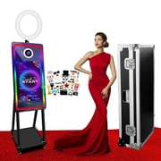 VANYA Portable Magic Mirror Photo Booth 21.5" Touch Screen with Flight Case Mirror Photo Booth Selfie Machine for Weddings