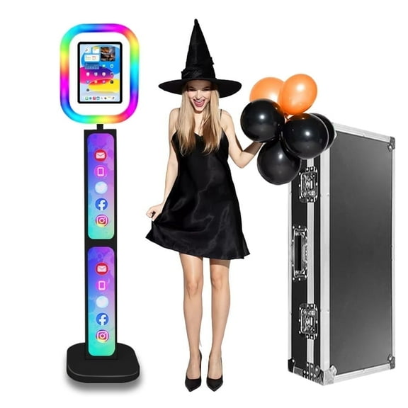 VANYA Mirror iPad Photo Booth Machine for Portable 9.7/10.2/10.9/11/12.9/13 inch iPad Selfie Photobooth Stand Customized LOGO With LED RGB Light for Party Wedding