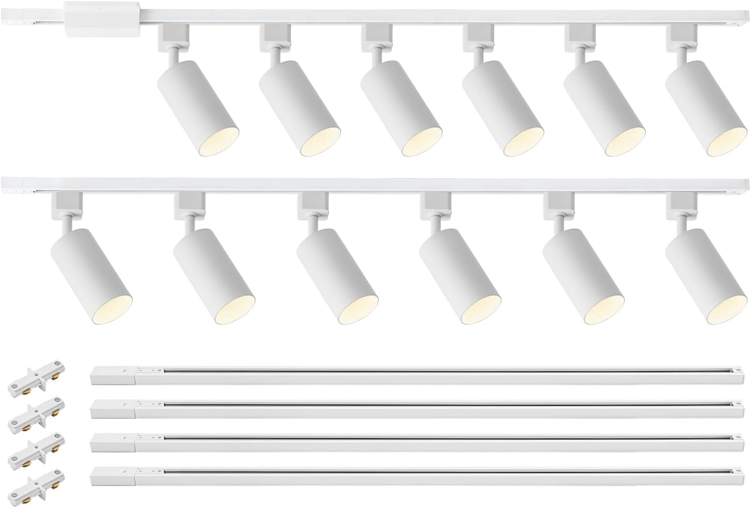 VANoopee 12-Light GU10 LED Track Lighting Kit with 13FT H Type Track Lighting Rail & Floating Canopy Connector, Modern Kitchen Track Lighting Fixtures Ceiling Spotlight, Track Heads White (No Bulbs)