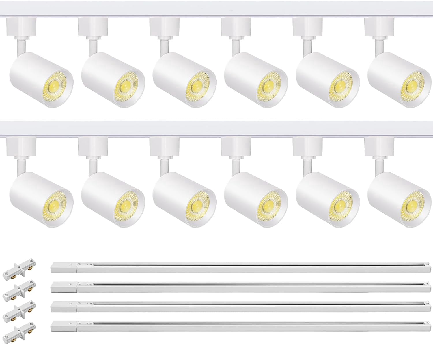VANoopee 12-Light LED Track Lighting Kit with 13FT H Type Track Lighting Rail, Dimmable LED Track Lighting Fixtures Kitchen Ceiling Spot Light 3000K 24° CRI90+ 10W 800lm White