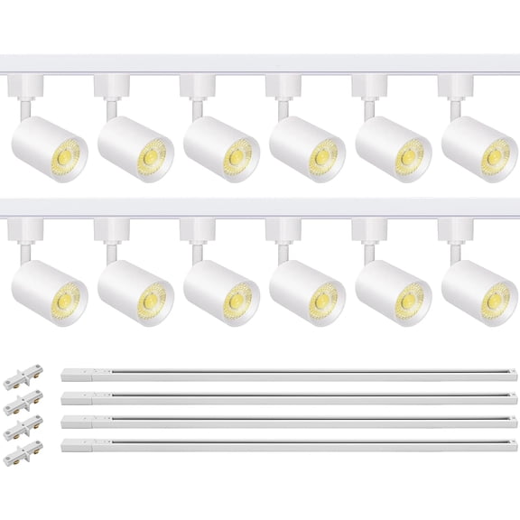VANoopee 12-Light LED Track Lighting Kit with 13FT H Type Track Lighting Rail, Dimmable LED Track Lighting Fixtures Kitchen Ceiling Spot Light 3000K 24 CRI90+ 10W 800lm White