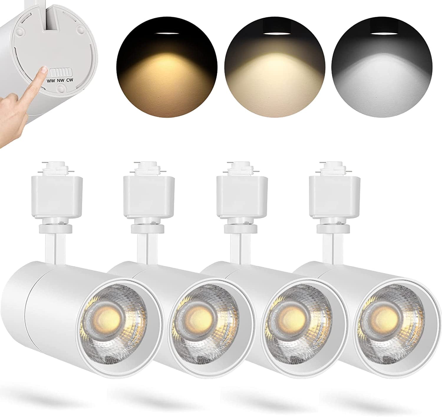 VANoopee 3Color 30W H Track Lighting Heads Dimmable Bright LED Track