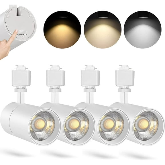 VANoopee 3-Color 30W H Track Lighting Heads Dimmable Bright LED Track Lighting Fixtures Accent Task Retail Kitchen Ceiling Spotlight Track Light H Type Pack of 4 - Flicker Free CRI90+ 36 3000lm White