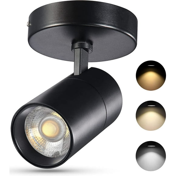 VANoopee 3-Color Dimmable Ceiling Spotlight Flush Mount Adjustable Spotlight Directional LED Spot Lights Indoor Bright Accent Fixture for Living Room Bedroom - CRI90 36 Flicker Free 20W 2000lm Black