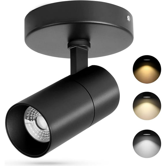 VANoopee 3-Color Dimmable LED Ceiling Spotlight Flush Mount Adjustable Spotlight Directional Spot Lights Indoor Bright Accent Fixture for Living Room Bedroom - CRI90 36 Flicker Free 10W 1000lm Black