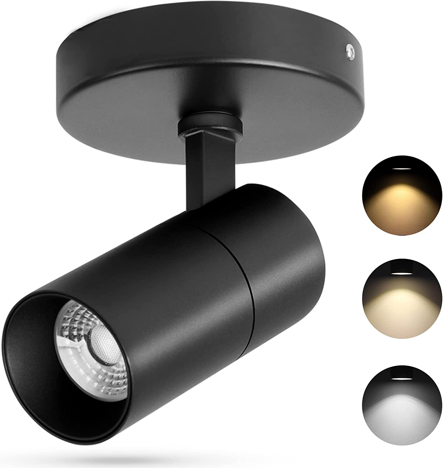 VANoopee 3 Color Dimmable LED Ceiling Spotlight Flush Mount Adjustable 