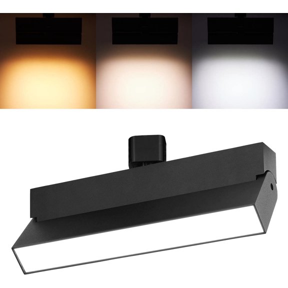 VANoopee 3-Color Dimmable LED Track Lighting Heads H Type Bright Track Light Heads Ceiling Spotlight Fixtures for Kitchen Art, 3000K 4000K 5000K, Flood Wide Beam 100, Flicker Free CRI90+ Black 24W