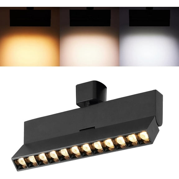 VANoopee 3-Color Dimmable LED Track Lighting Heads H Type Bright Track Light Heads Modern Ceiling Spotlight Fixtures for Kitchen Wall Art Shop, 3000K 4000K 5000K, Flicker Free 30 CRI90+ Black 12W