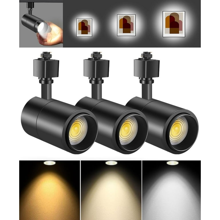 VANoopee 3 Color Zoomable 20W LED Track Lighting Heads H Type Track Light Heads Dimmable Bright Ceiling Spotlight Fixtures for Kitchen 3000K 4000K 5000K Adjustable CRI90 15 60 2000lm Black 3 Pack Wal...