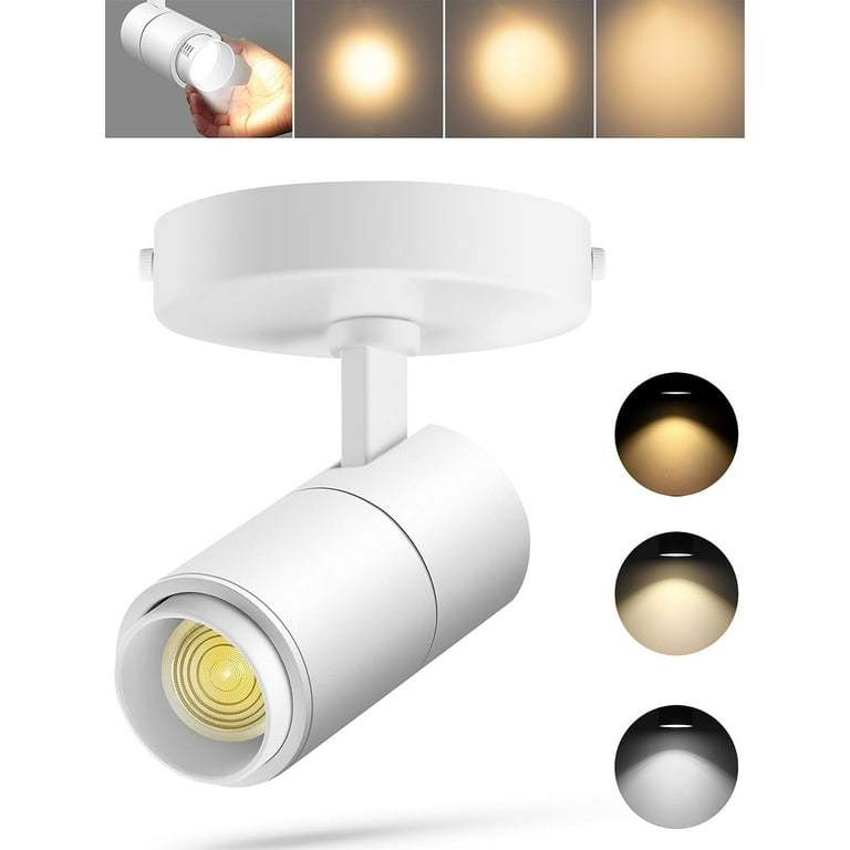 VANoopee 3 Color Zoomable Ceiling Spot Lights Indoor Flush Mount Adjustable LED Ceiling Spotlight Directional Ceiling Light Fixture Dimmable Accent