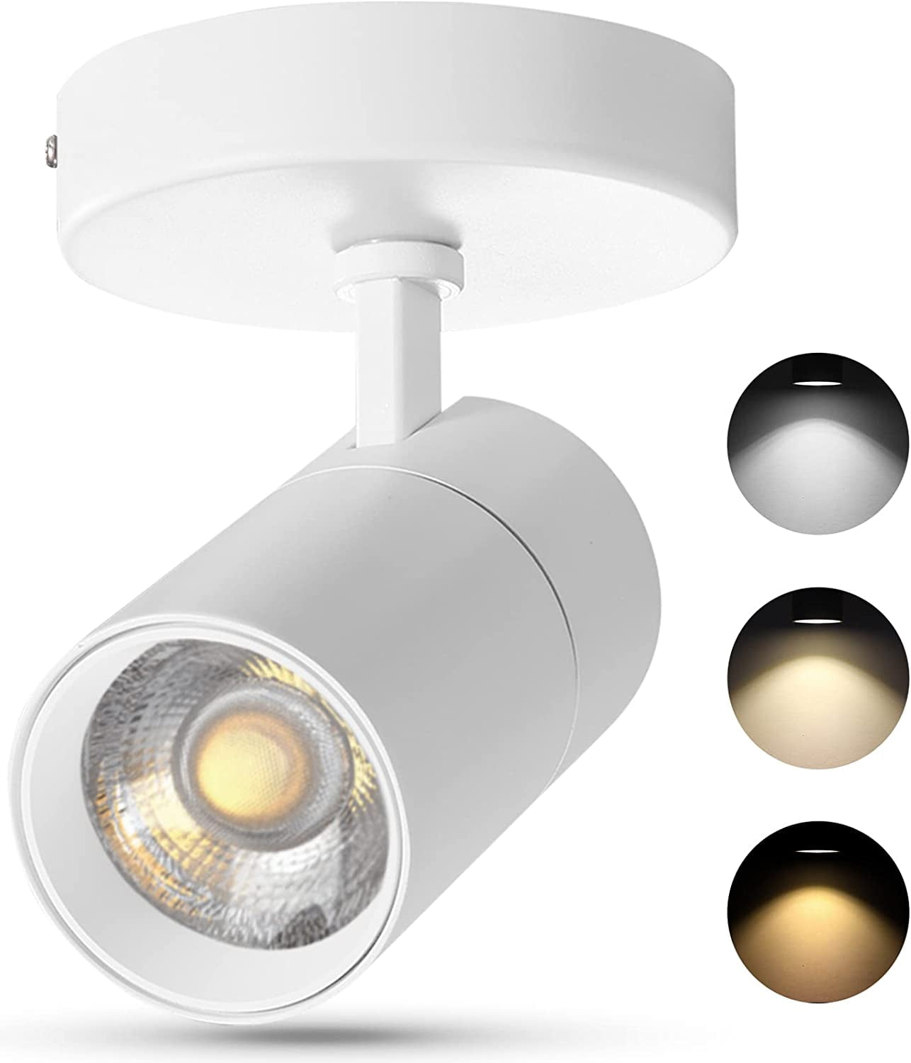 VANoopee 3-Color Zoomable LED Ceiling Spotlight Flush Mount Adjustable Spotlight Directional Dimmable Spot Lights Indoor Bright Accent Fixture for Living Room Bedroom - CRI90 15-55° 20W 2000lm White