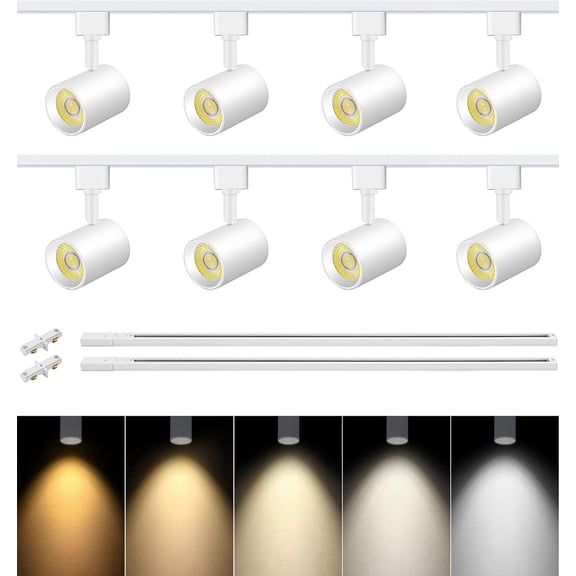 VANoopee 5-Color 8-Light LED Track Lighting Kit with 6.6FT H Type Track Lighting Rail, LED Track Light Heads Dimmable Modern Kitchen Track Lighting Fixtures Ceiling Spotlight, CRI90+ 10W 800lm White
