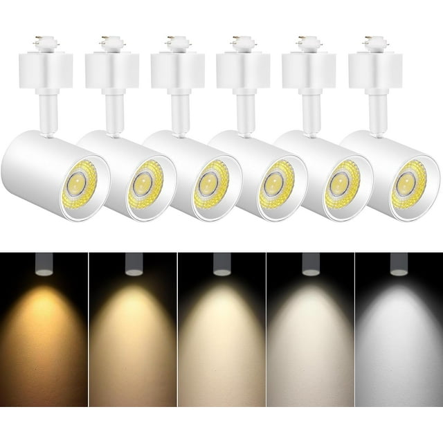 VANoopee 5-Color LED Track Lighting Heads H Type Track Light Heads Dimmable Bright Rail Ceiling Spotlight Fixtures Accent Art Task, 2000K-6000K, Flicker Free CRI90+ 24° 10W 800lm, White, 6 Pack