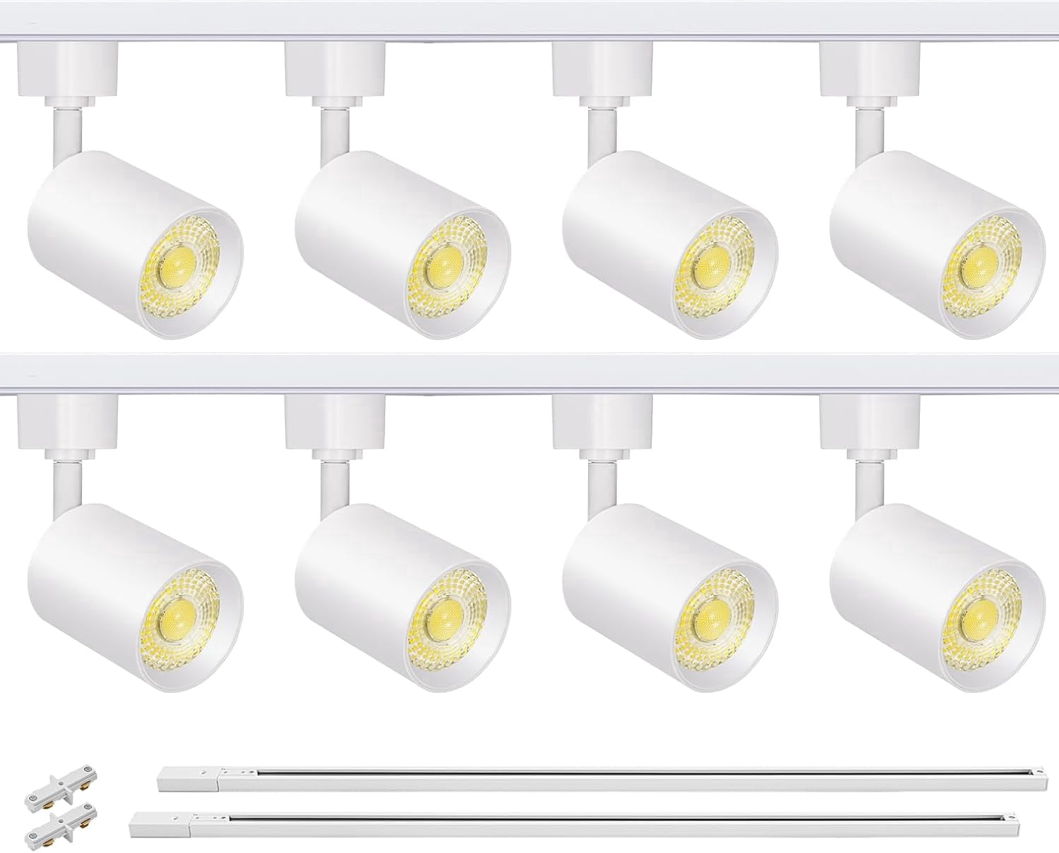 VANoopee 8-Light LED Track Lighting Kit with 6.6FT H Type Track Rails, Dimmable Track Light Heads Bright Ceiling Spotlight Fixture for Kitchen Accent Art, 3000K Warm White, No Flicker 10W 800lm White