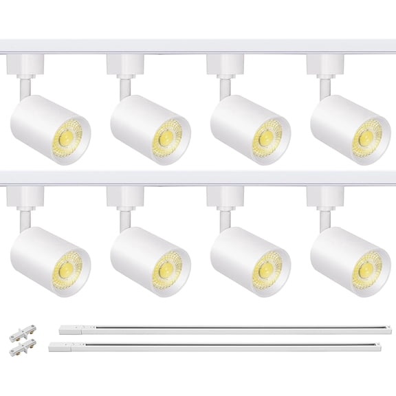 VANoopee 8-Light LED Track Lighting Kit with 6.6FT H Type Track Rails, Dimmable Track Light Heads Bright Ceiling Spotlight Fixture for Kitchen Accent Art, 3000K Warm White, No Flicker 10W 800lm White