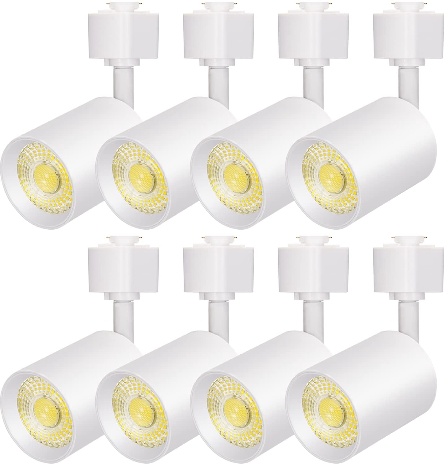 VANoopee 8-Pack J-Type LED Track Lighting Heads – 10W Dimmable, 3000K Warm White, 800lm, CRI90+, 24° Beam, Flicker-Free