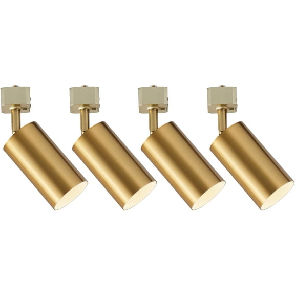 VANoopee GU10 Track Lighting Heads H Type Gold LED Track Light Heads Compatible with Halo Style System, MR16 GU10 Base Adapter Ceiling Spot Light Fixture Direction Adjustable, Pack of 4, No Bulbs