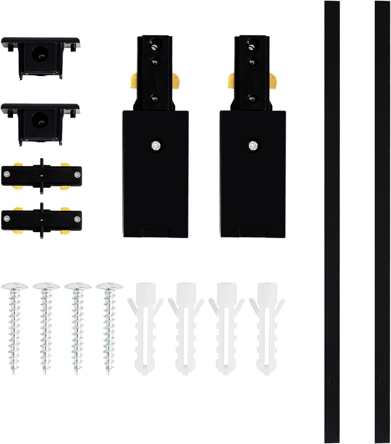 VANoopee H Track Lighting Rails Kit, 6.6FT H Type Track Rails Black with End Caps and Live End