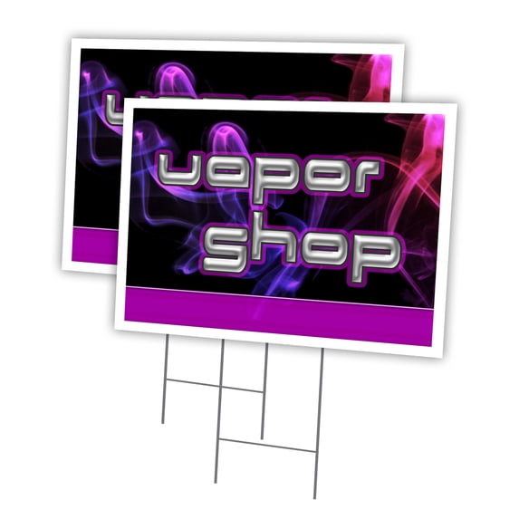 VAPOR SHOP 2 Pack Of 18" x 24" Yard Sign & Stake | Advertise Your Business | Stake Included Image On Both Sides | Made in The USA