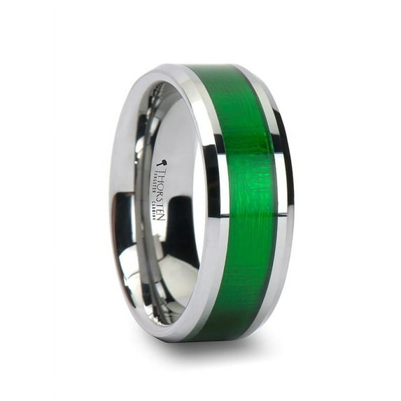 VARDON Tungsten Carbide Ring with Textured Green Inlay - 8mm