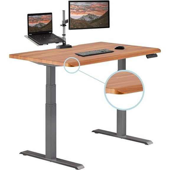 Vari ComfortEdge Electric Standing Stand Up Desk Ergonomic Work and Gaming Table, 48x30” Butcher Block