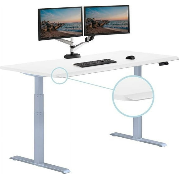 Vari ComfortEdge Electric Standing Stand Up Desk Ergonomic Work and Gaming Table, 72x30” White