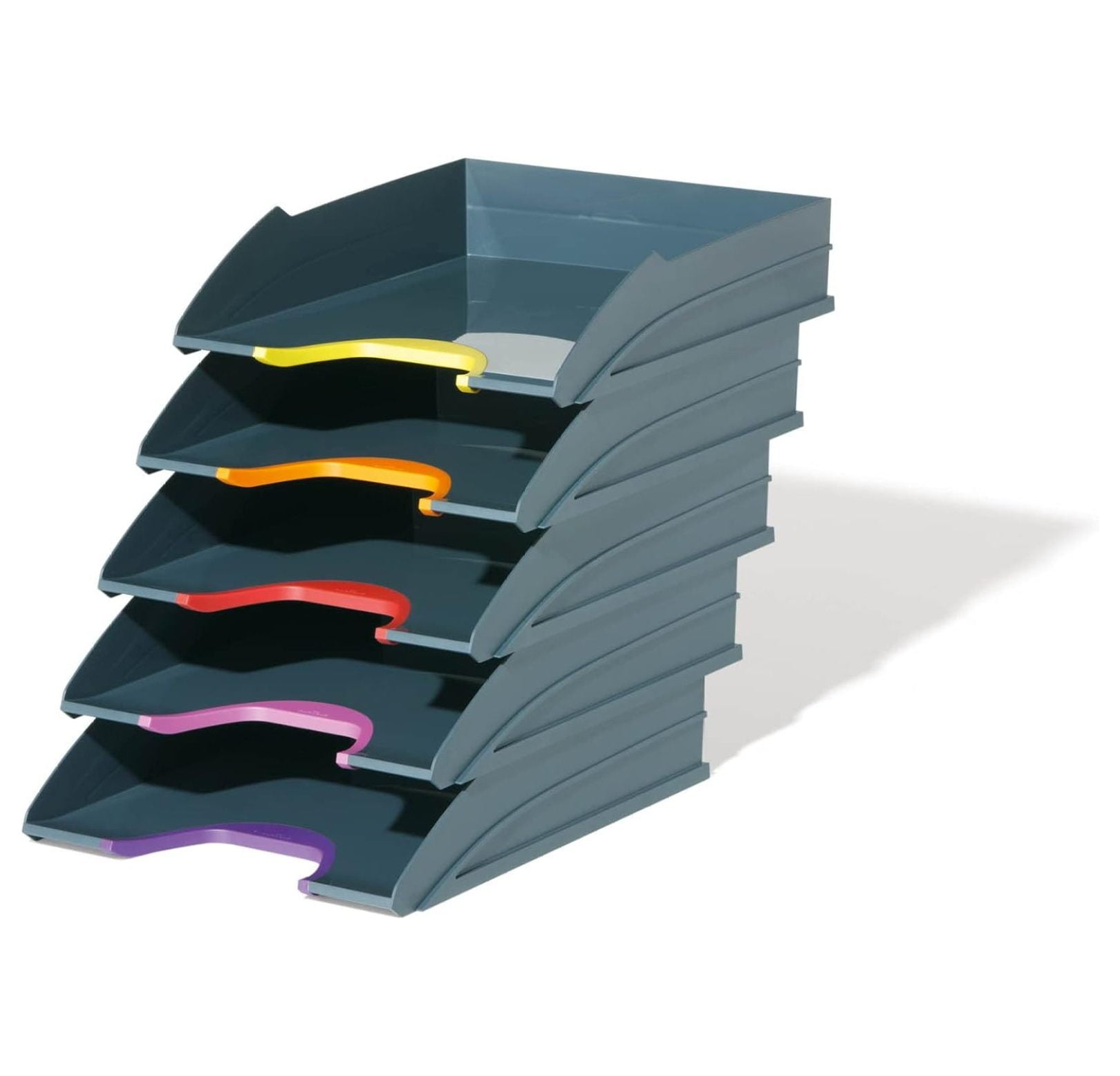 VARICOLOR Gray Letter Tray - Set of 5 Stackable Color Coded Letter ...